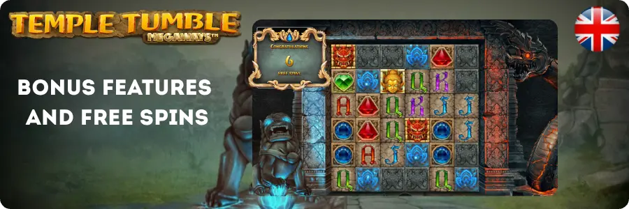 Bonus rounds and free spins in Temple Tumble Megaways real money